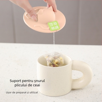 Capac pentru pahar cu pisică, silicon de calitate alimentară, rezistent la temperaturi înalte, protecție împotriva prafului, capac universal pentru pahare din sticlă, suport pentru telefon