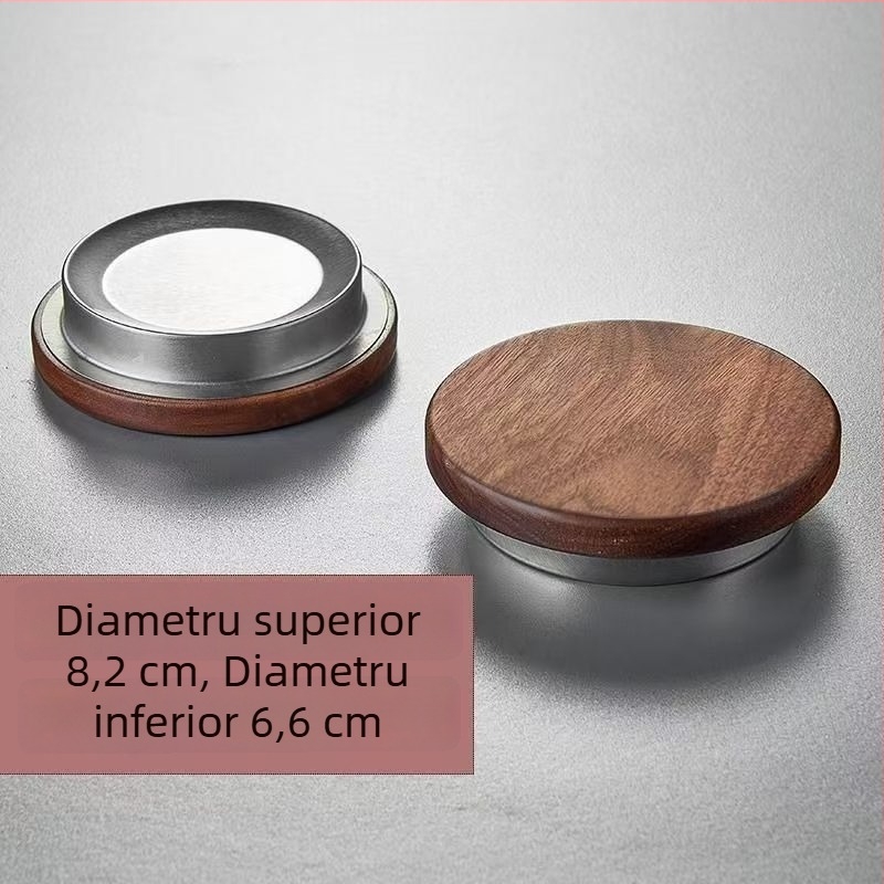 Gunas cană din lemn de nuc cu capac din lemn și accesorii din oțel inoxidabil și sticlă