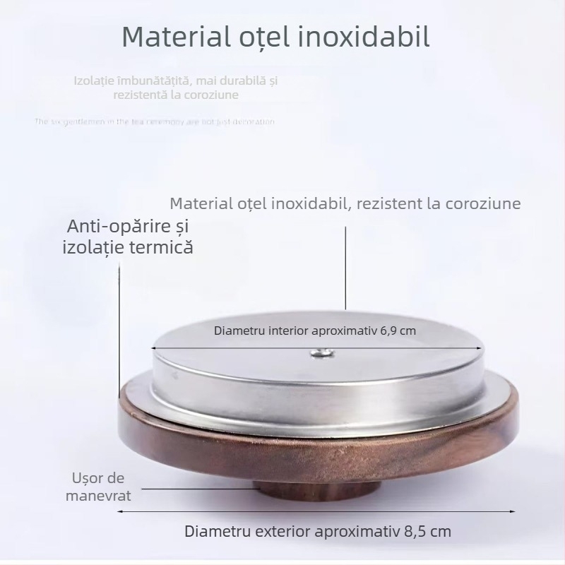 Gunas cană din lemn de nuc cu capac din lemn și accesorii din oțel inoxidabil și sticlă