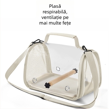 Geantă portabilă transparentă pentru papagal, pentru ieșiri, rucsac pentru păsări, pliabil, curea cross-body, cu design anti-evadare
