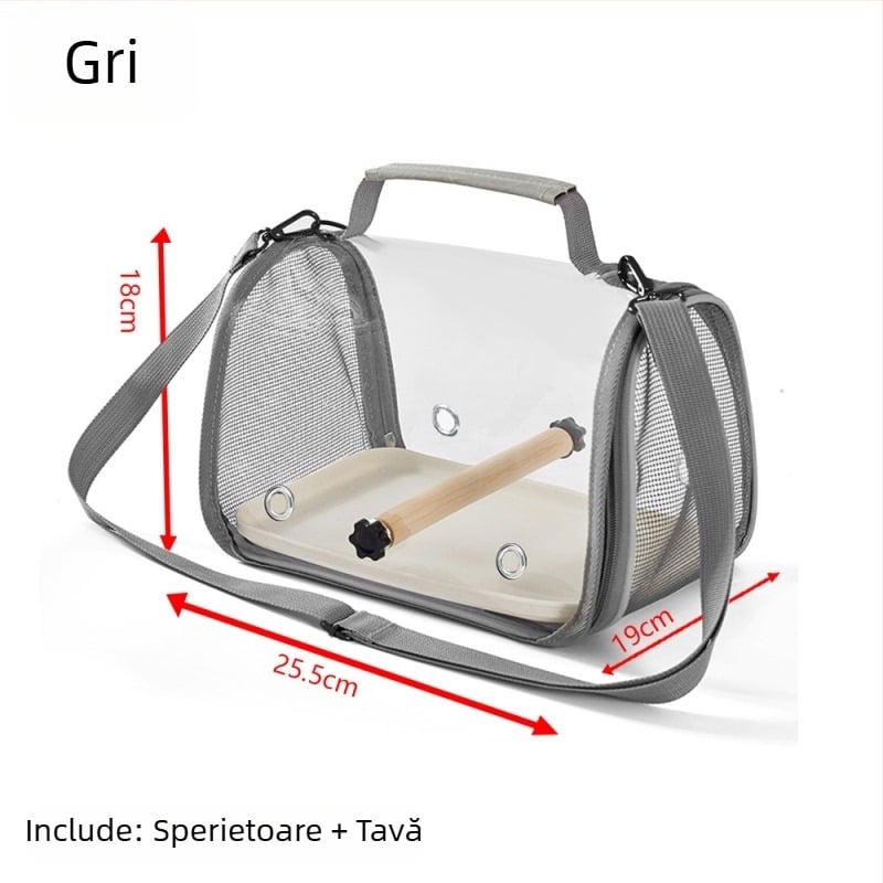 Geantă portabilă transparentă pentru papagal, pentru ieșiri, rucsac pentru păsări, pliabil, curea cross-body, cu design anti-evadare