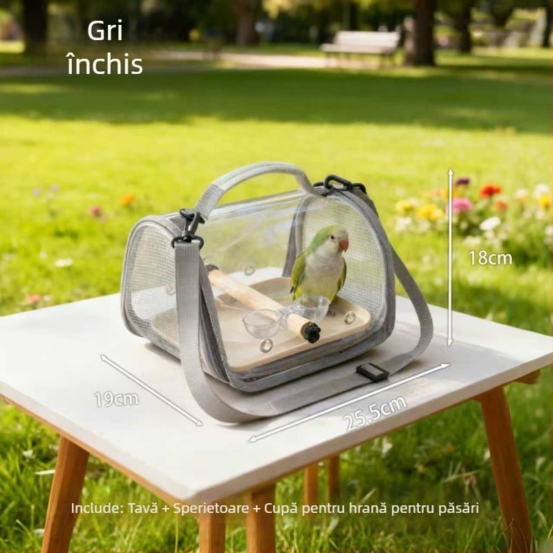 Geantă portabilă transparentă pentru papagal, pentru ieșiri, rucsac pentru păsări, pliabil, curea cross-body, cu design anti-evadare