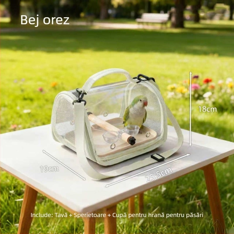 Geantă portabilă transparentă pentru papagal, pentru ieșiri, rucsac pentru păsări, pliabil, curea cross-body, cu design anti-evadare
