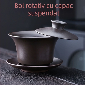 Vas de ceai din lut purpuriu cu capac rotativ, set Kung Fu de ceai de înaltă calitate