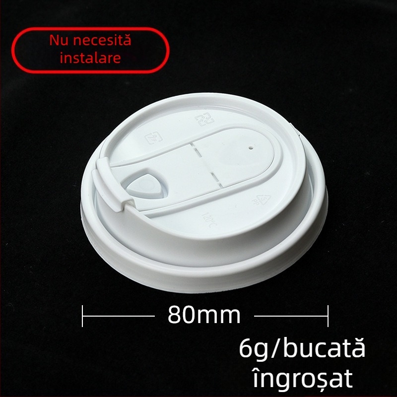 80 Caliber Capac de unică folosință pentru băuturi calde, capac de pahar integrat, din plastic, cu design U pliabil, pentru cafea și ceai cu lapte