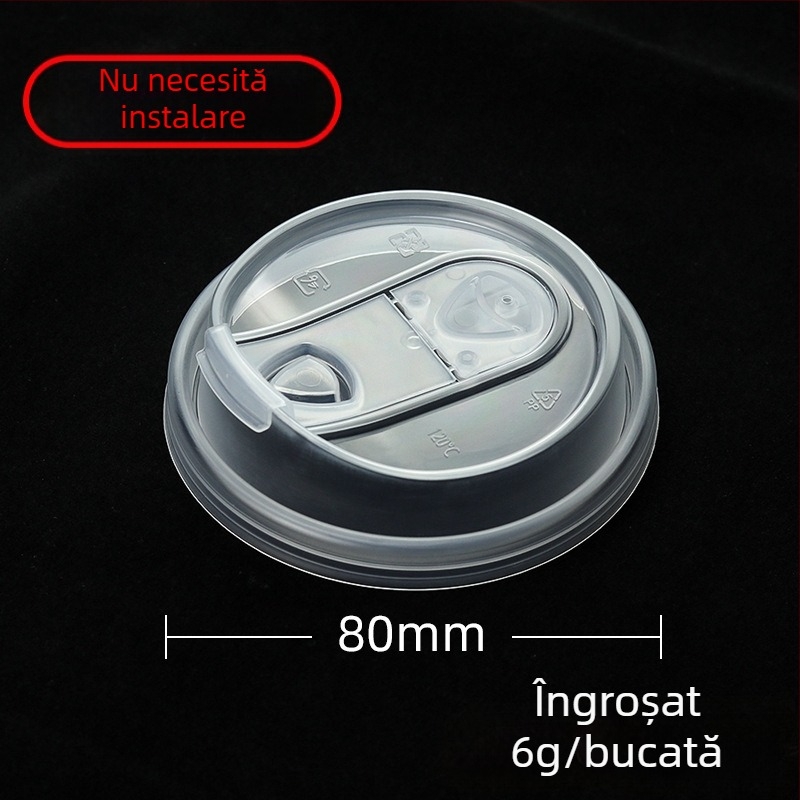 80 Caliber Capac de unică folosință pentru băuturi calde, capac de pahar integrat, din plastic, cu design U pliabil, pentru cafea și ceai cu lapte