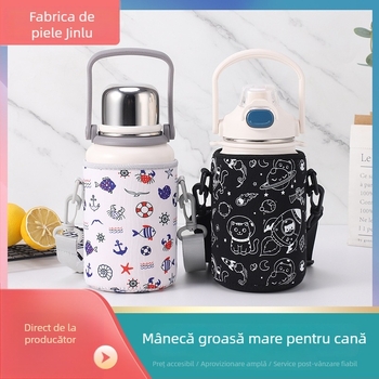 Husă din neopren pentru cană termo 900–1000 ml, protecție pentru drumeții, cu spațiu de depozitare