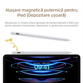 Stylus capacitiv magnetic cu afișaj de alimentare cu 3 LED pentru iPad — desen și scriere