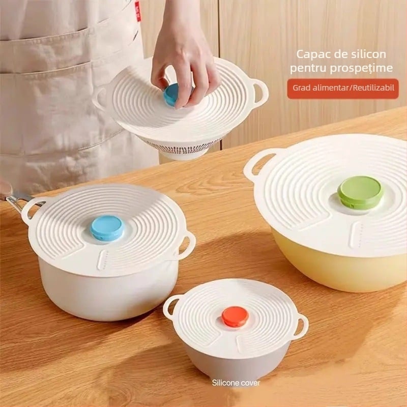 Capace din silicoane alimentare pentru oale, boluri, farfurii și cești, capace anti-stropire pentru microunde, reutilizabile