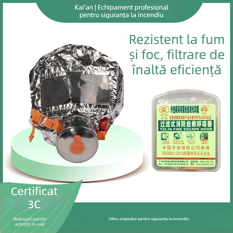 Kay Ann TZL30 Mască de gaze pentru copii, pentru evacuare în caz de incendiu, cu filtru și respirator de autosalvare