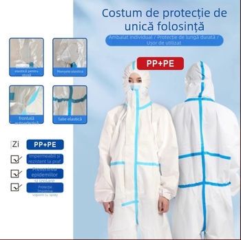 Costum de protecție de unică folosință, cu glugă, din material nețesut, rezistent la praf, pentru creșterea porcinelor și vopsire