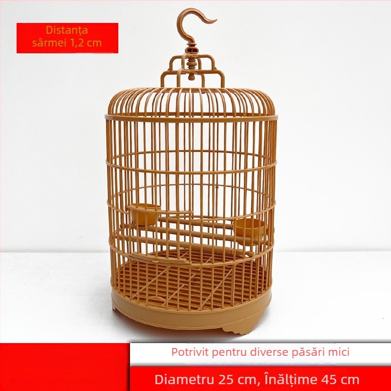 Cușcă circulară pentru păsări, în stil vilă, diametrul 25 cm, pentru păsări mici.