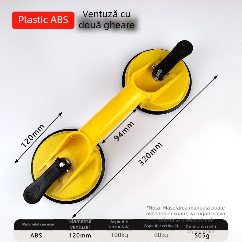 Ventuză din sticlă pentru manipularea plăcilor de tavan, durabilă, din ABS plastic și aliaj de aluminiu, cu prinderi simple, duble sau triple pentru plăci ceramice