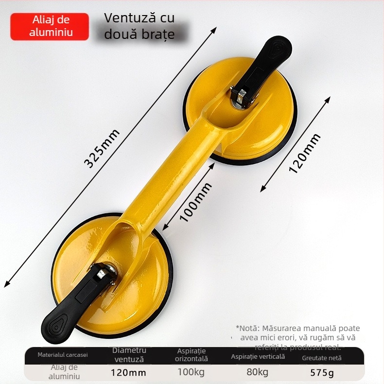 Ventuză din sticlă pentru manipularea plăcilor de tavan, durabilă, din ABS plastic și aliaj de aluminiu, cu prinderi simple, duble sau triple pentru plăci ceramice