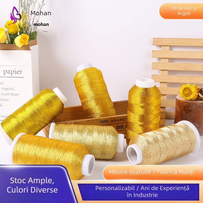 Fire metalice de broderie – auriu și argintiu, fire colorate pentru cusut manual, brățări