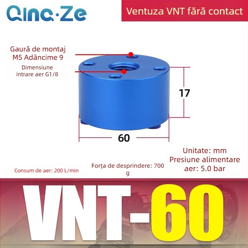 Qingze Cupă de vid pneumatic poroasă, fără contact, pentru manipulatori industriali, Dimensiuni 20/30/40/60