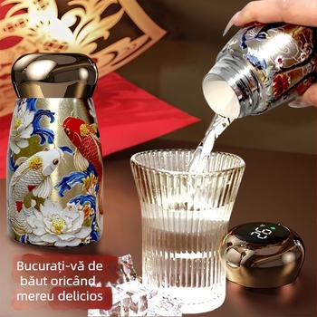 Termos mini cu afișaj de temperatură, în stil chinezesc, pentru femei, din oțel inox 316, pentru utilizare în aer liber și acasă
