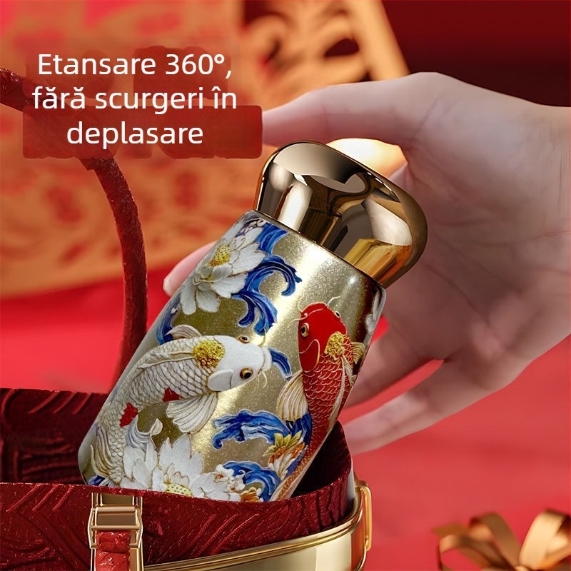Termos mini cu afișaj de temperatură, în stil chinezesc, pentru femei, din oțel inox 316, pentru utilizare în aer liber și acasă