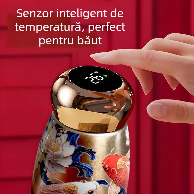 Termos mini cu afișaj de temperatură, în stil chinezesc, pentru femei, din oțel inox 316, pentru utilizare în aer liber și acasă