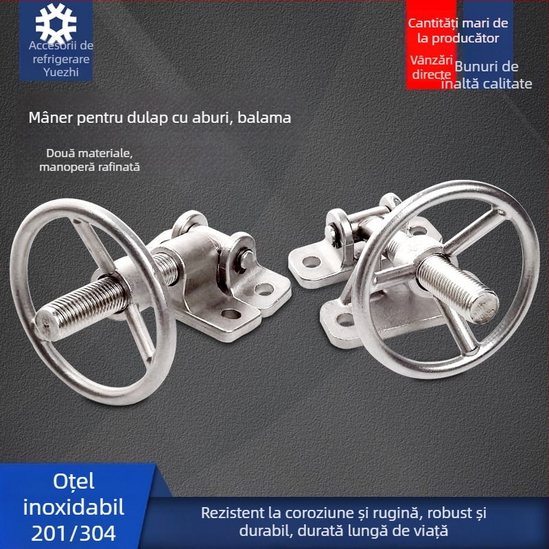 Mâner rotativ pentru cărucior de abur din oțel inoxidabil, mâner de presiune, robinet circular pentru cuptor, mâner metalic pentru abur