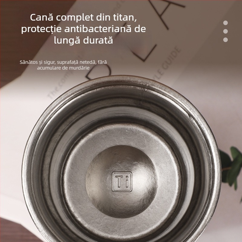 Cana termică din titan pură, cu afișaj inteligent al temperaturii și compartiment pentru ceai, portabilă pentru maşină, cadou de afaceri