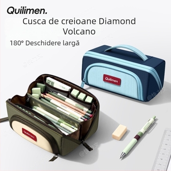 Penar pentru creioane în formă de diamant, design vulcanic, capacitate mare, pentru băieți gimnaziu, stil 2026