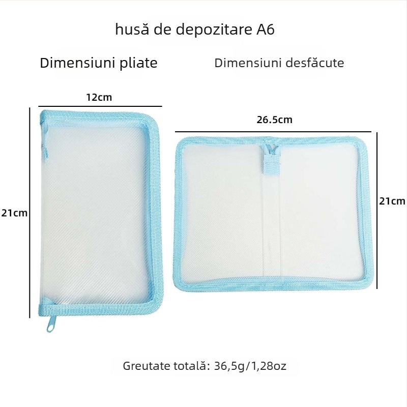 A6 husă transparentă de depozitare cu textură twill, pentru autocolante și materiale pentru jurnal, design minimalist, capacitate mare