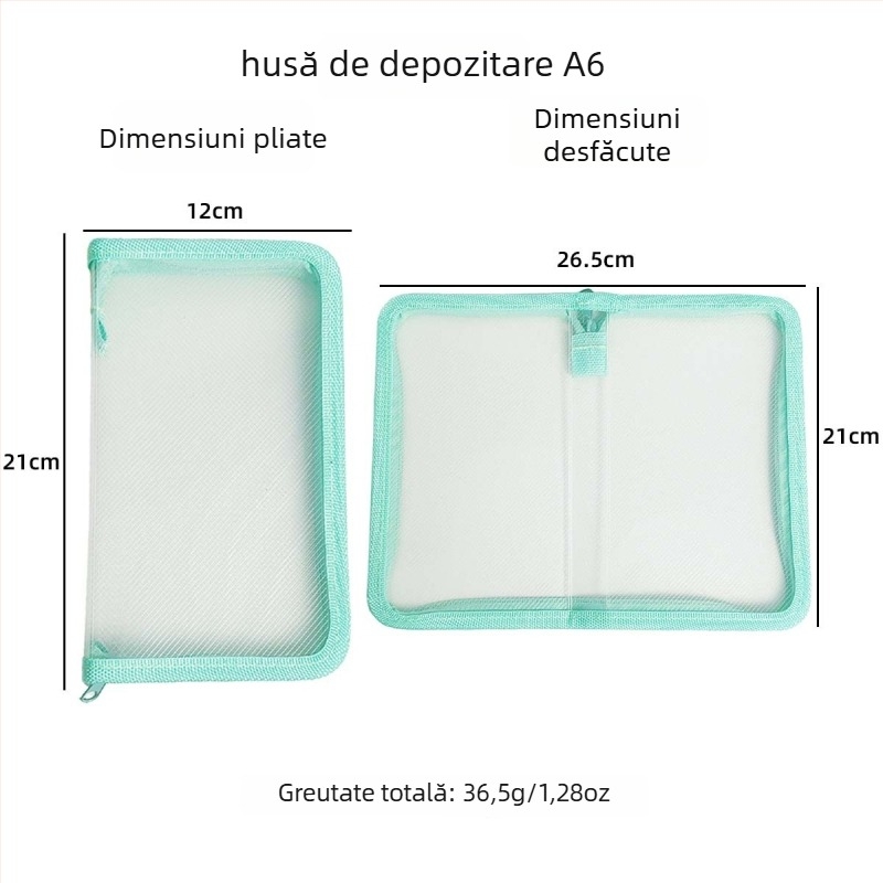 A6 husă transparentă de depozitare cu textură twill, pentru autocolante și materiale pentru jurnal, design minimalist, capacitate mare