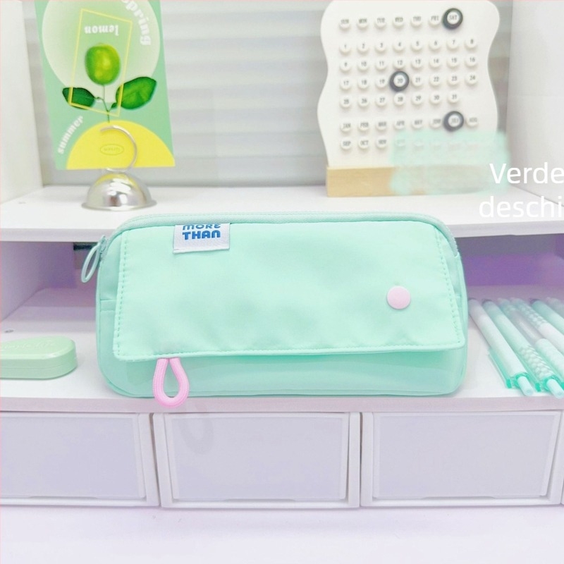 Penar pentru creioane în stil coreean, de culoare solidă, design minimalist, capacitate mare, pentru fete, impermeabil și rezistent la pete