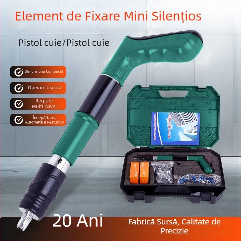 Pistol de cuie all-in-one pentru montajul tavanelor — unealtă de fixare pentru instalații electrice, sanitare și HVAC