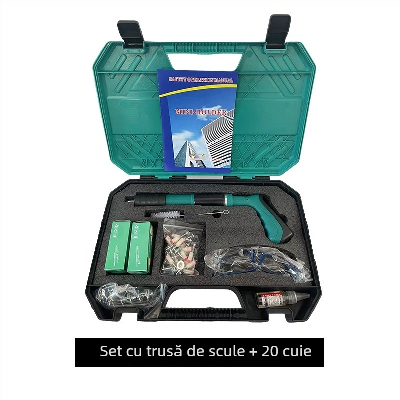 Pistol de cuie all-in-one pentru montajul tavanelor — unealtă de fixare pentru instalații electrice, sanitare și HVAC