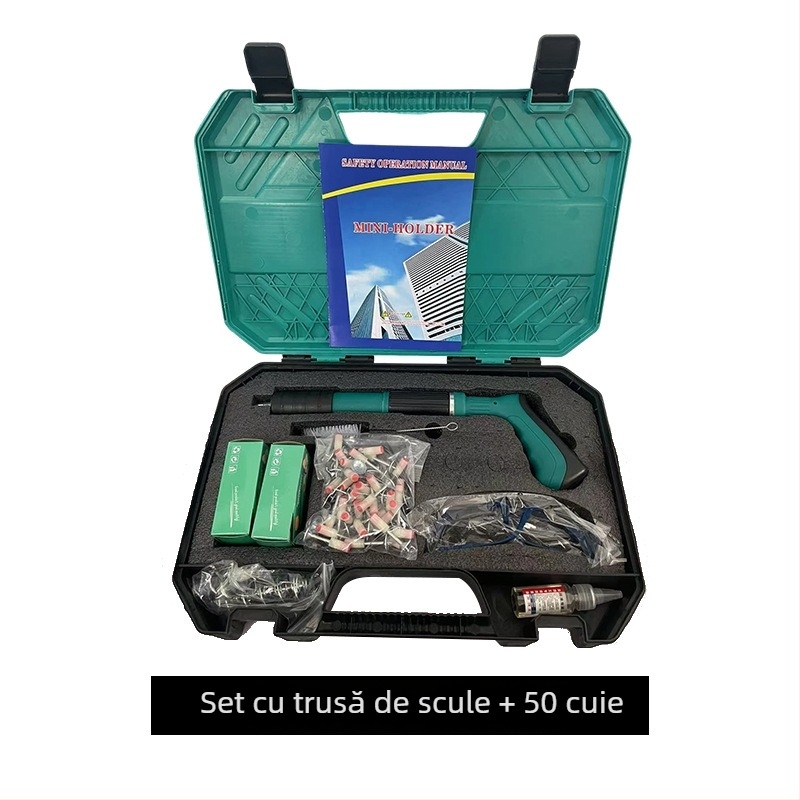 Pistol de cuie all-in-one pentru montajul tavanelor — unealtă de fixare pentru instalații electrice, sanitare și HVAC