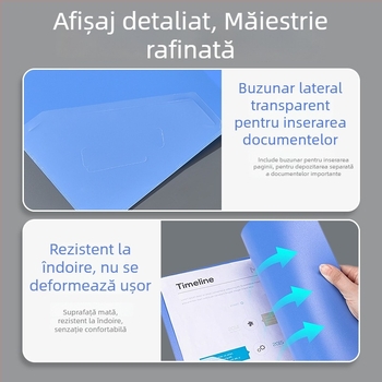 Dosar albastru cu 3 găuri, capacitate mare, multifuncțional, pentru format A4