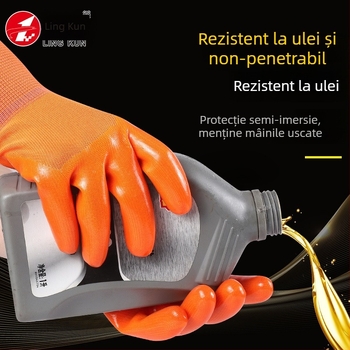 Mănuși PVC semi-impregnate, rezistente la ulei, uzură, antiderapante, impermeabile, îngroșate și calde, mănuși de protecție pentru întreținere pe șantier.