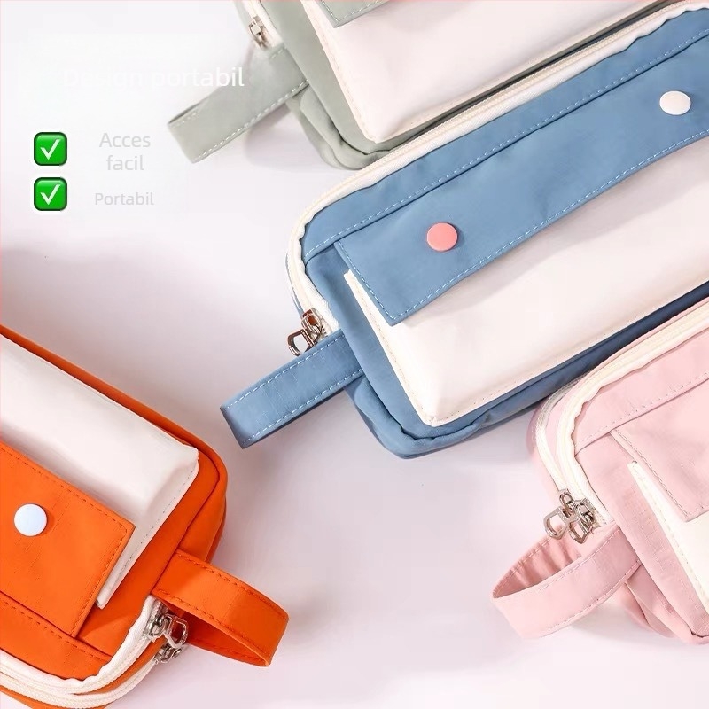 Blue Fruit Pen Case cu mai multe straturi, boabe colorate ca bomboane curcubeu, model vară 2025, pentru fete și băieți, rechizite școlare