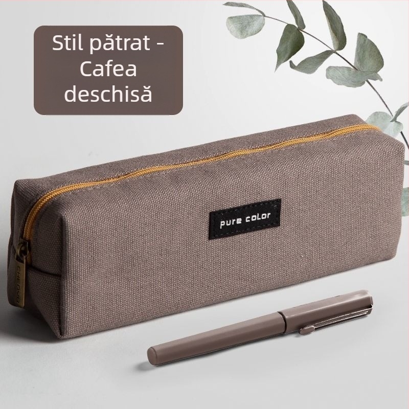 Penar din pânză cu fermoar, capacitate mare, pentru elevi, cu design desene animate și posibilitate imprimare logo