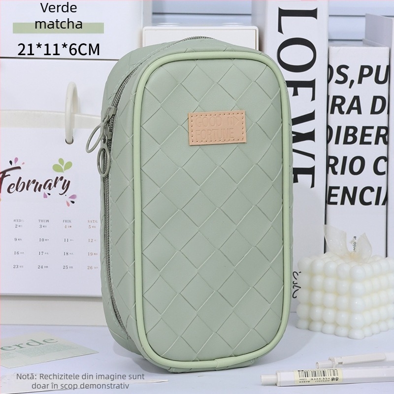Penar multifuncțional cu capacitate mare, design țesut în stil coreean, cutie pentru papetărie cu depozitare în șase niveluri