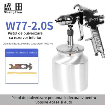 Shengtian W-71/77 pistol pneumatic de pulverizare, cupe superioare și inferioare, pentru mobilier, lemn și vopsele auto