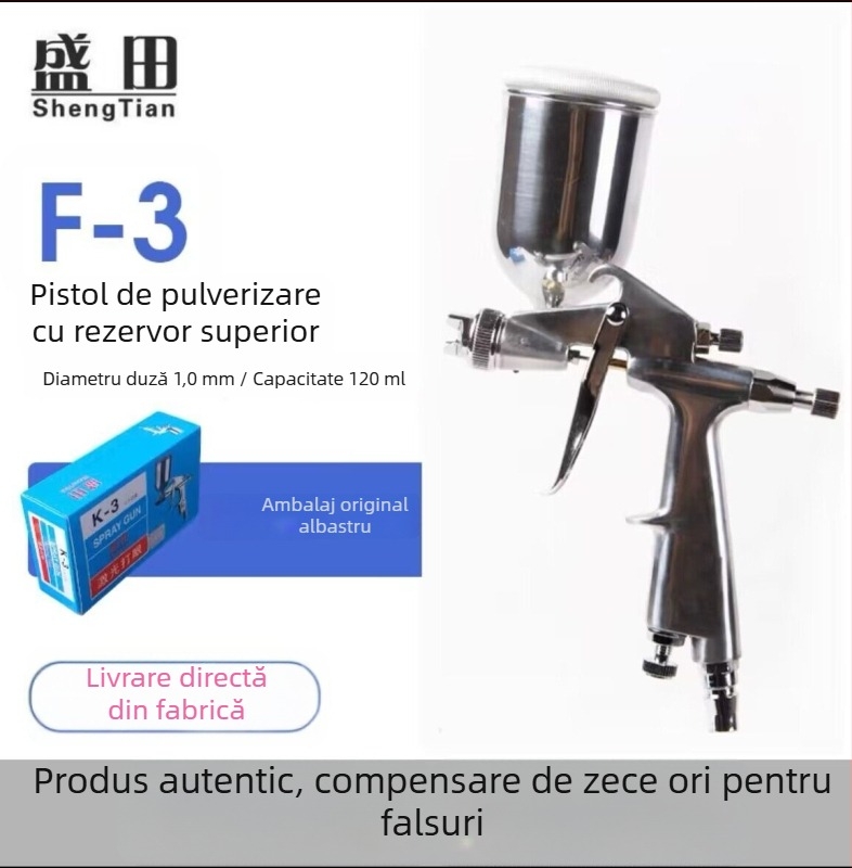 Shengtian W-71/77 pistol pneumatic de pulverizare, cupe superioare și inferioare, pentru mobilier, lemn și vopsele auto