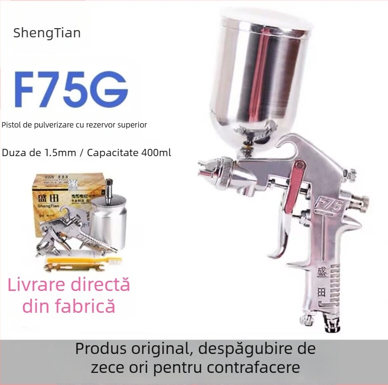 Shengtian W-71/77 pistol pneumatic de pulverizare, cupe superioare și inferioare, pentru mobilier, lemn și vopsele auto