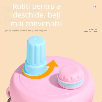 Cană izolantă cu iepuraș, mâner auto, din oțel inoxidabil 316, portabil
