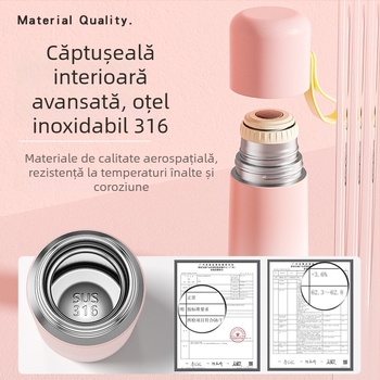 Termos gradient cu interior din oțel inoxidabil 316L și exterior din 304, portabil, cu capac dublu, menține băuturile reci peste 36 de ore