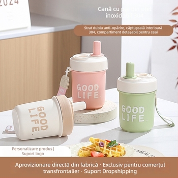 Cană termică cu interior din oțel inoxidabil 304, cu pai, pentru cafea, unisex, model nou 2024, capacitate mare, portabilă pentru călătorii