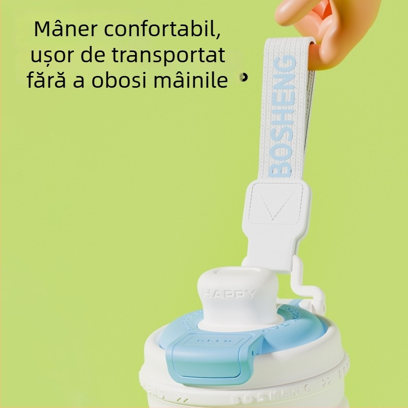 Termos minimalist din oțel inoxidabil 316 cu pai, pentru mașină, pahar dublu