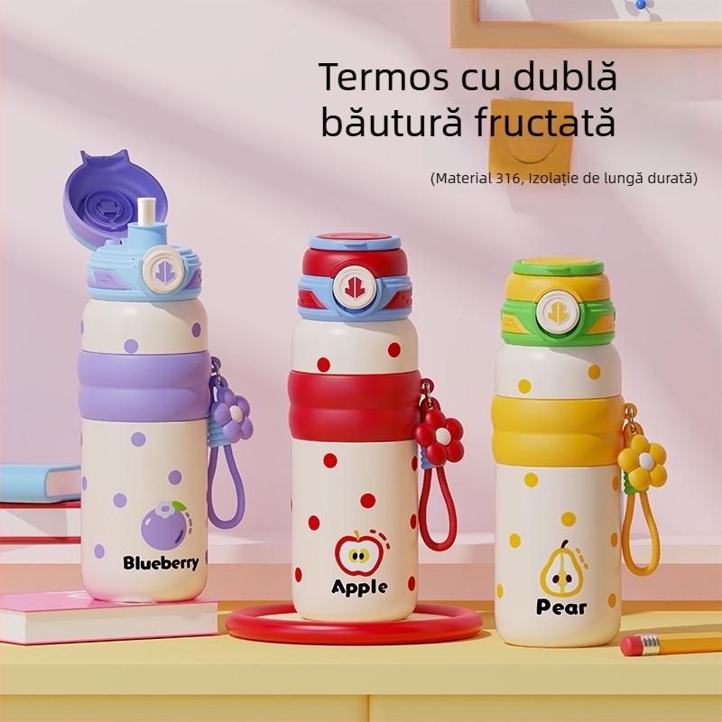 Cana termică izolată, mare capacitate, interior din oțel inoxidabil 316, exterior din oțel inoxidabil 304, capac dublu pentru băut, infuzor de ceai, portabil pentru exterior