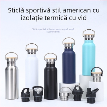 Termos din oțel inoxidabil 304, gură largă, stil american, pereți dubli, izolație vid, portabil pentru drumeții