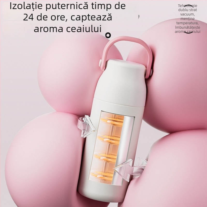 Cană termică din oțel inoxidabil 316 pentru studenți, cu compartiment pentru ceai