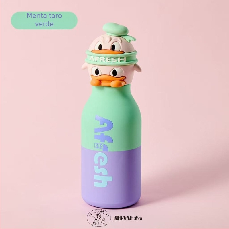 Cupe termice din oțel inoxidabil, două culori, rață desen animat drăguță, design creativ personalizat pentru apă de sport 450 ml, portabil