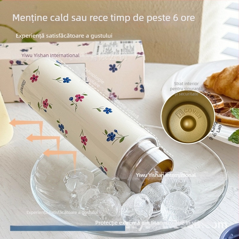 Karari cană de buzunar din oțel inoxidabil 304, interior din titan, izolație în vid cu două straturi, ceașcă portabilă pentru exterior