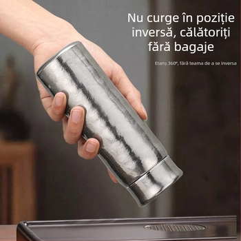 Cana termică din titan pur, cu pereți dubli și izolație în vid, portabilă